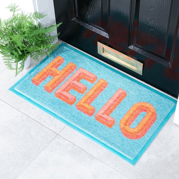 Otirač od reciklirane plastike 40x70 cm Blue Hello – Artsy Doormats-image-1