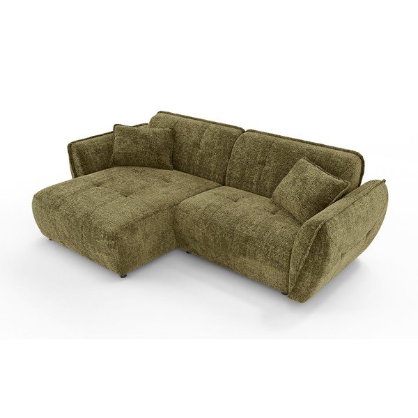 Zelena kutna garnitura od šenila (s lijevim kutom/s ležaljkom) Nelia – Ropez-image-2