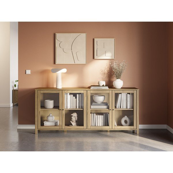 Vitrina od masivnog bora u prirodnoj boji 186x80x40 cm Alessandra – Marckeric-image-1