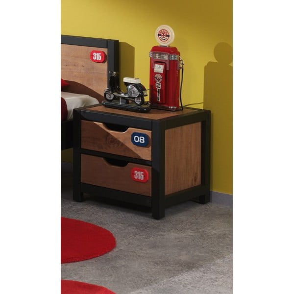 Smeđi noćni ormarić od borovine Vipack Alex-image-1