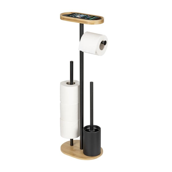 Crni/u prirodnoj boji željezan držač za WC papir sa četkom Pomarolo – Wenko