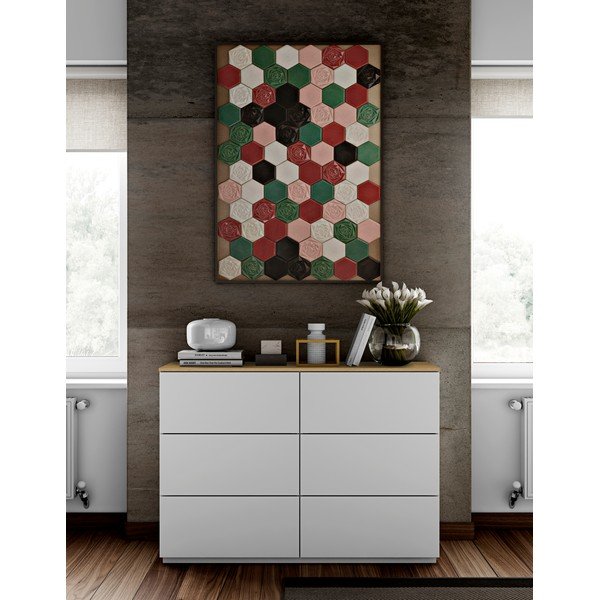 Bijela komoda s ladicama i pločom u dekoru hrasta TemaHome Join, 120 x 84 cm-image-1