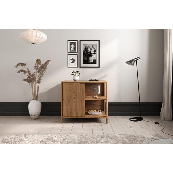 Ormarić od punog hrasta u prirodnoj boji 95x80 cm Twig – The Beds-image-1