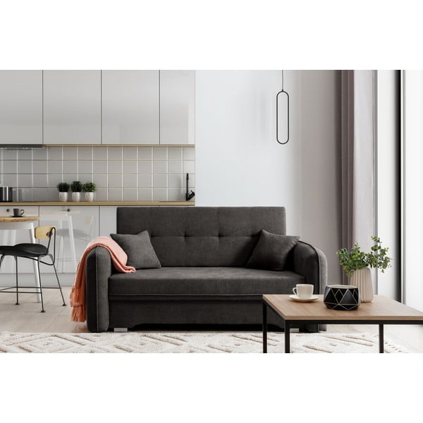 Tamno siva sklopiva/s prostorom za odlaganje sofa od šenila 155 cm Laine – ELTAP-image-1