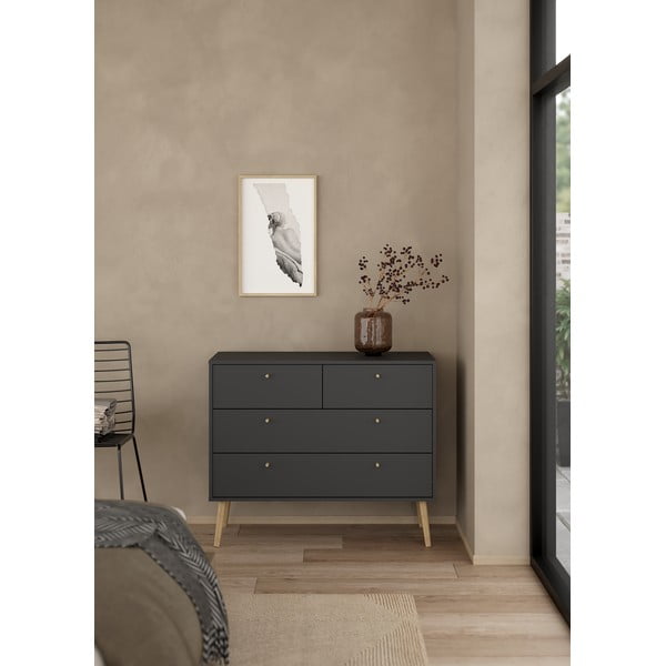 Antracitno siva niska komoda 99x82 cm Bodo – Tvilum-image-1