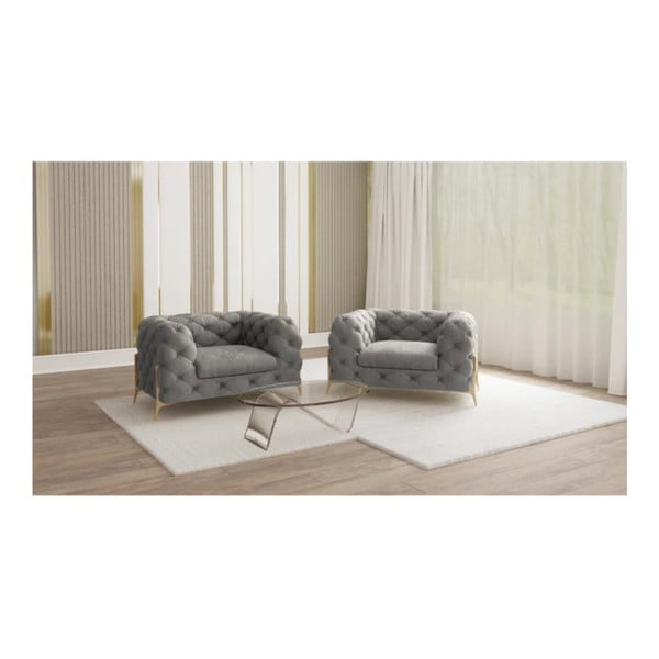 Siva baršunasti fotelja Chelsea Bis – Ropez-image-1