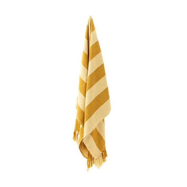 Žuta  deka od recikliranog pamuka 130x160 cm Frello – Bloomingville-image-2