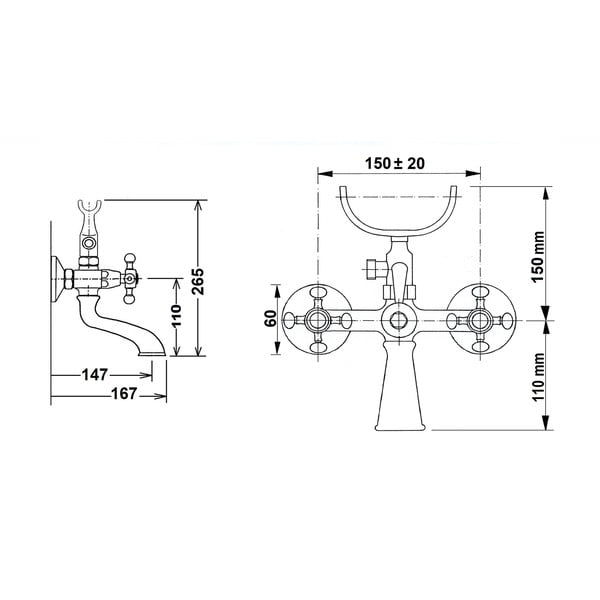 Zidna slavina za kadu u brončanoj boji (s 2 izlaza) Antea – Sapho-image-4