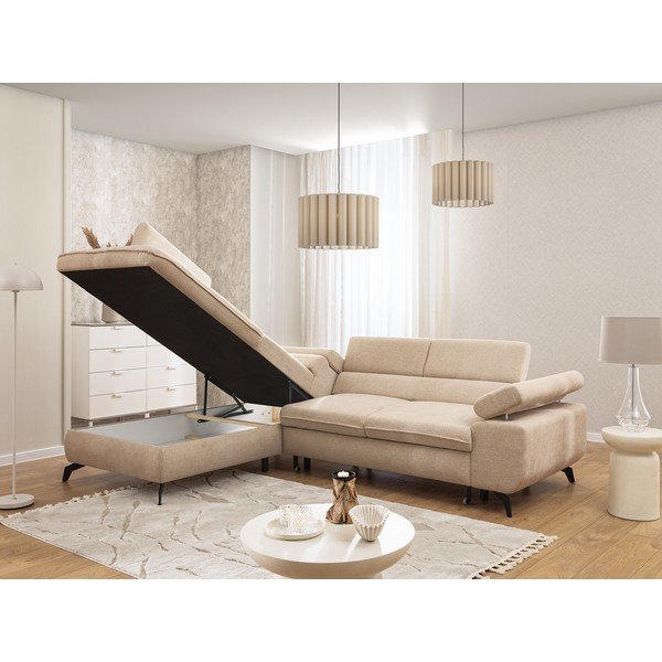 Bež kutna garnitura od šenila (s lijevim kutom/u obliku slova L) Marbeya  – Ropez-image-4