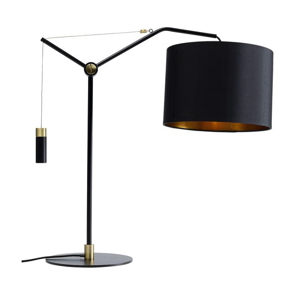 Crna stolna lampa s tekstilnim sjenilom (visina 55 cm) Salotto – Kare Design