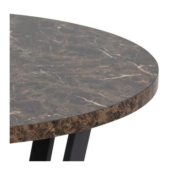 Crno-smeđi stol s pločom u dekoru mramora Actona Amble, ⌀ 77 cm-image-3