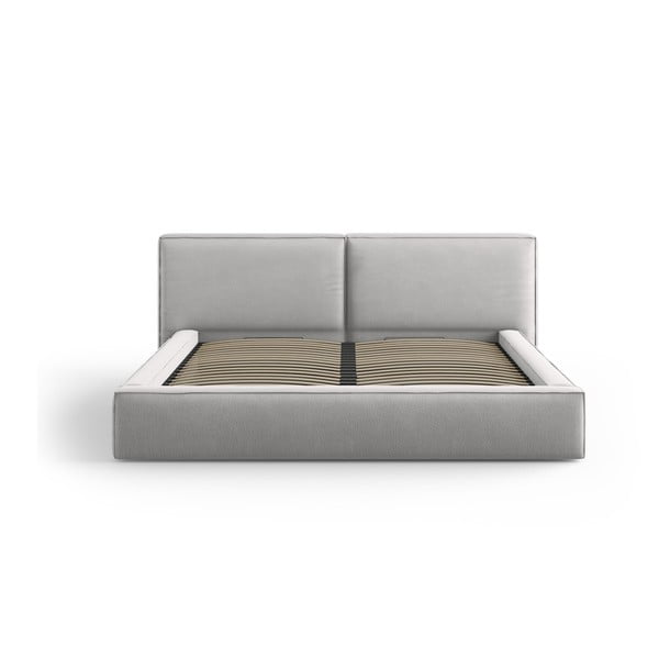 Svijetlo sivi tapecirani bračni krevet s prostorom za pohranu s podnicom 200x200 cm Arendal – Cosmopolitan Design-image-2