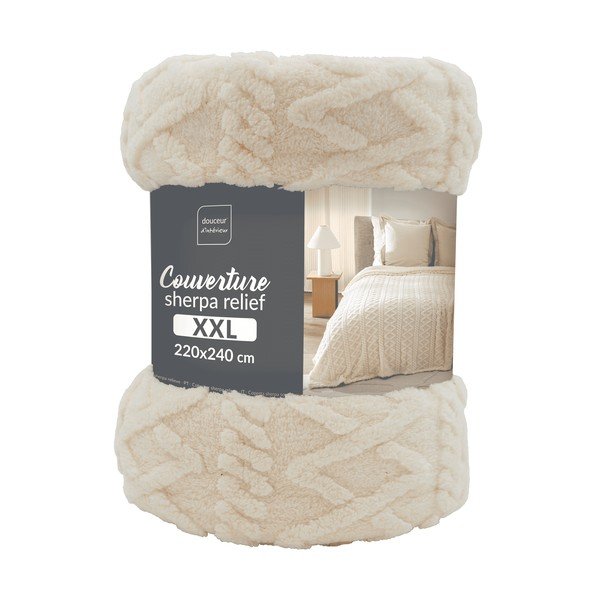 Krem deka od sherpa flisa 220x240 cm Edgar – douceur d'intérieur-image-3