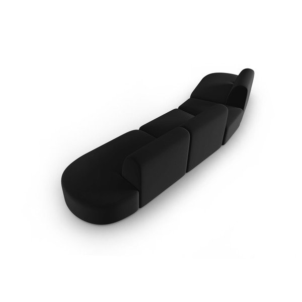 Crna baršunasti sofa s lijevim kutom 428 cm Paolo – Milo Casa-image-3