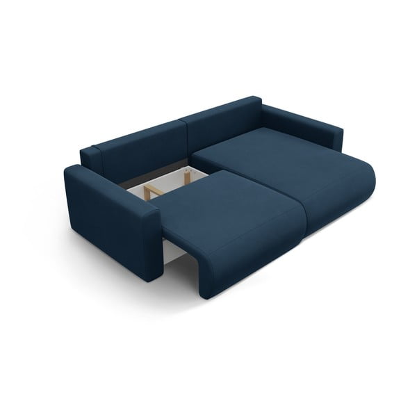 Tamno plava baršunasti sklopiva/s prostorom za odlaganje kutna garnitura Belfast – Cosmopolitan Design-image-3