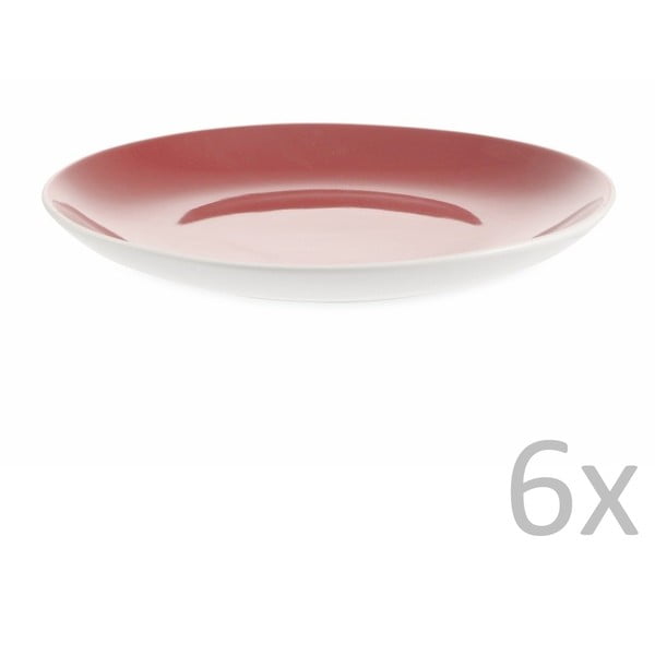 Set od 6 crvenih i bijelih desertnih tanjura Villa d&#39;Este Drive Piatto, Ø 20 cm