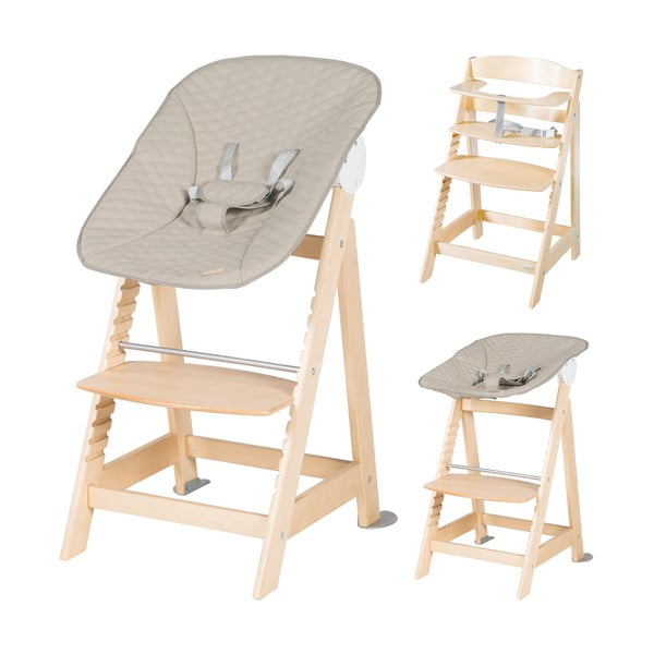 Bež/u prirodnoj boji dječja blagovaonska stolica Born Up 2in1 Luxe – Roba
