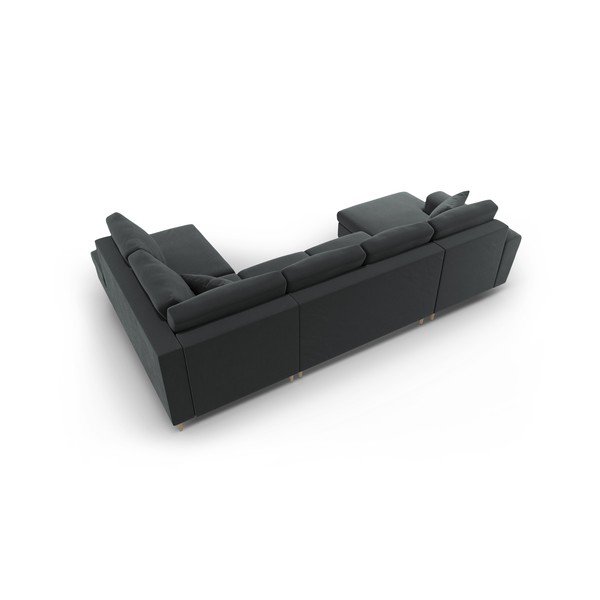 Tamno siva baršunasti sklopiva/s prostorom za odlaganje kutna garnitura (s desnim kutom/u obliku slova "U") Kyoto – Cosmopolitan Design-image-4