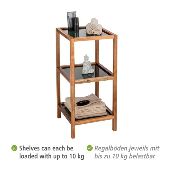 Crna/u prirodnoj boji staklena kupaonska polica 36x79 cm Fondi – Wenko-image-3