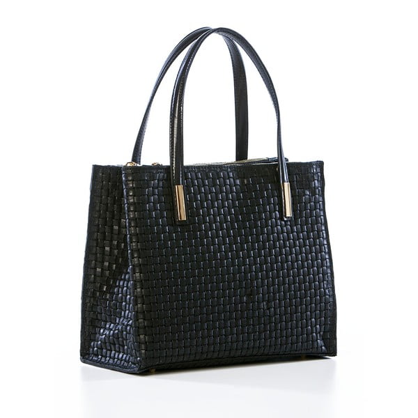 Kožna torba Suede Braid Black-image-3