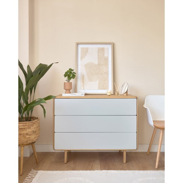 Siva/u prirodnoj boji komoda u dekoru jasena 99x78,5x42 cm Anielle – Kave Home-image-1