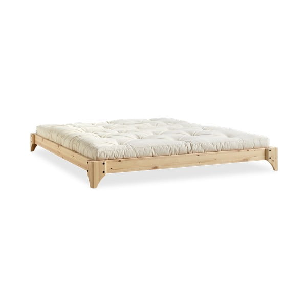 Bračni krevet od borovine s madracem Karup Design Elan Comfort Mat Natural Clear / Natural, 140 x 200 cm