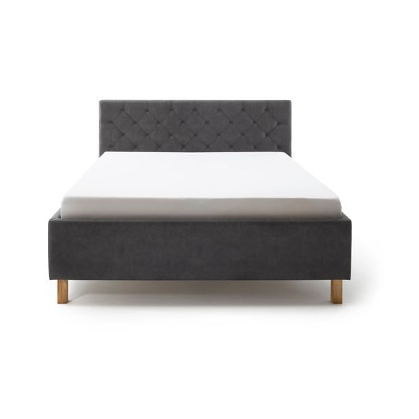 Tamno sivi tapecirani bračni krevet s prostorom za odlaganje s podnicom 180x200 cm San Remo – Meise Möbel-image-2