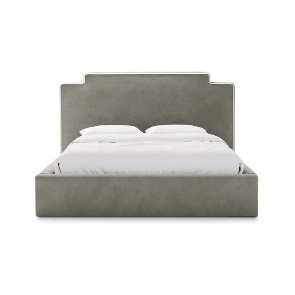 Tamno sivi tapecirani bračni krevet s prostorom za odlaganje s podnicom 140x200 cm Princess – Micadoni -image-3