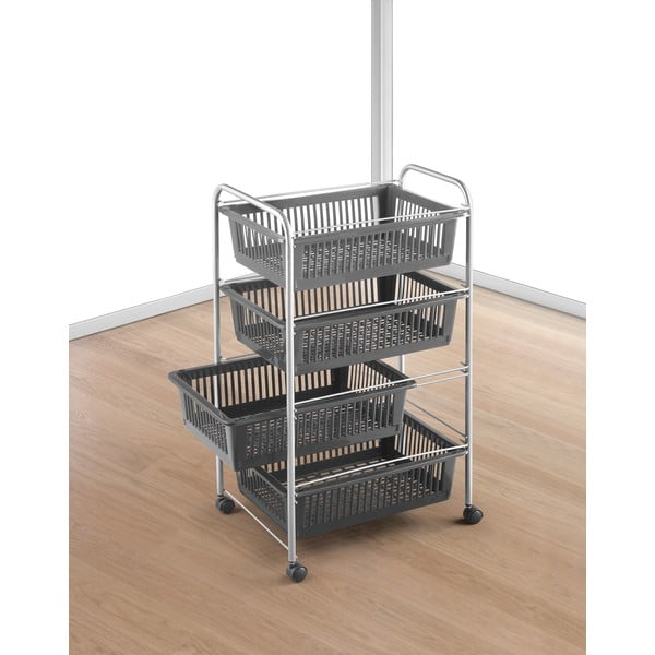 Tamno sivi/u srebrnoj boji regal na kotačima 46x78 cm – Metaltex-image-2