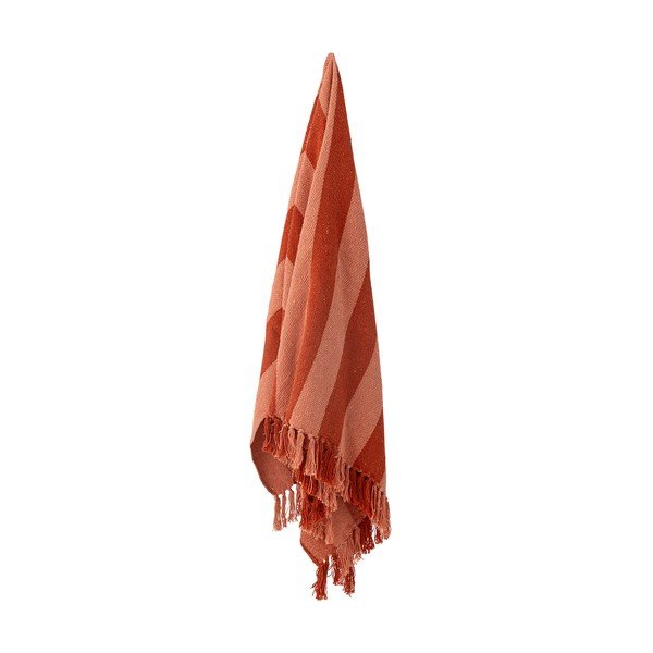 Crvena deka od recikliranog pamuka za kauč 160x130 cm Frello – Bloomingville-image-3