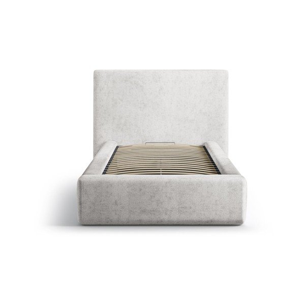 Svijetlo sivi tapecirani krevet s prostorom za odlaganje s podnicom 90x200 cm Amy – Micadoni -image-3