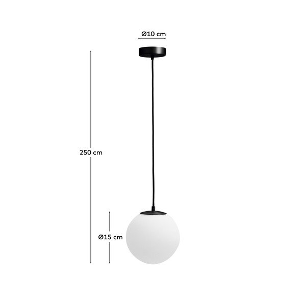 Bijela/crna metalna viseća svjetiljka sa staklenim sjenilom ø 15 cm Brisia – Kave Home-image-3