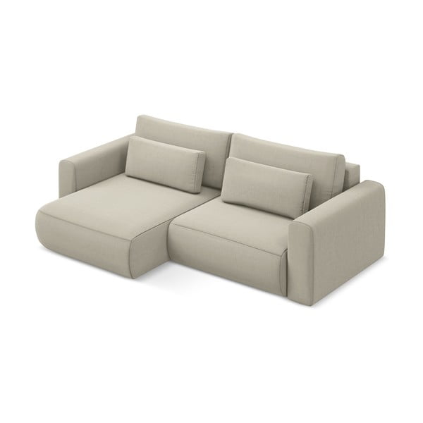 Bež baršunasti sklopiva/s prostorom za odlaganje kutna garnitura (s lijevim kutom/s ležaljkom) Kapua – Makamii-image-2