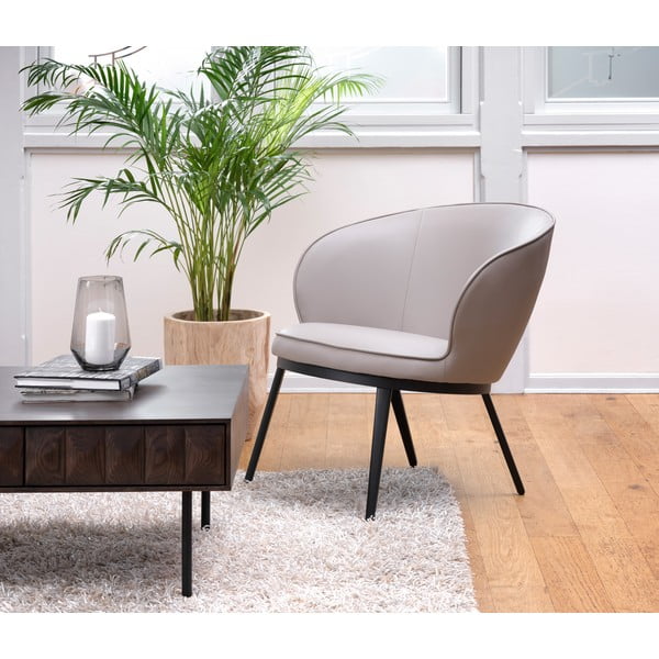 Siva/bež fotelja od imitacije kože Gain – Unique Furniture-image-1