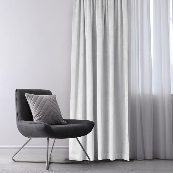 Bijela zavjesa za djelomično zamračenje od samta 140x270 cm Eyelets – Restilo-image-1