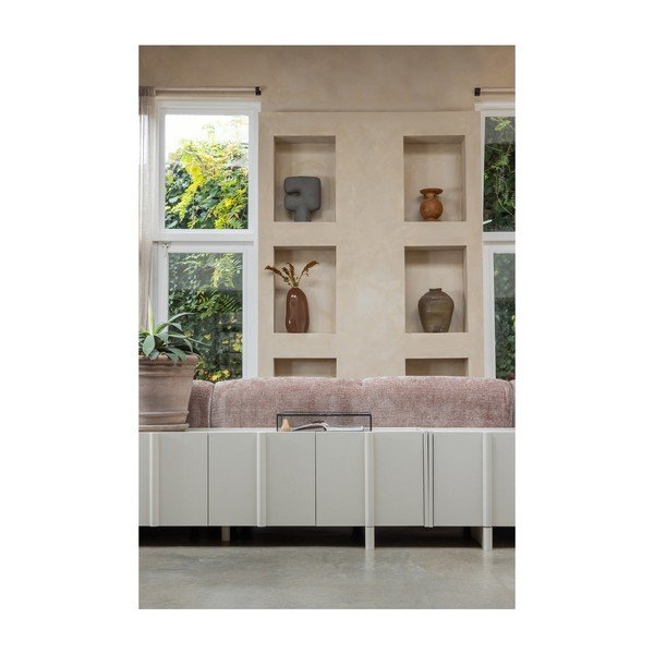 Svijetlo siva TV komoda od masivnog bora 152x53x46 cm Basu – WOOOD-image-1