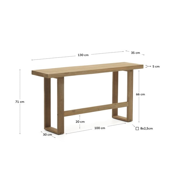 Vrtna klupa od masivnog drveta u prirodnoj boji Canadell – Kave Home-image-4