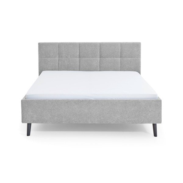 Sivi tapecirani bračni krevet s prostorom za odlaganje s podnicom 180x200 cm Nova – Meise Möbel