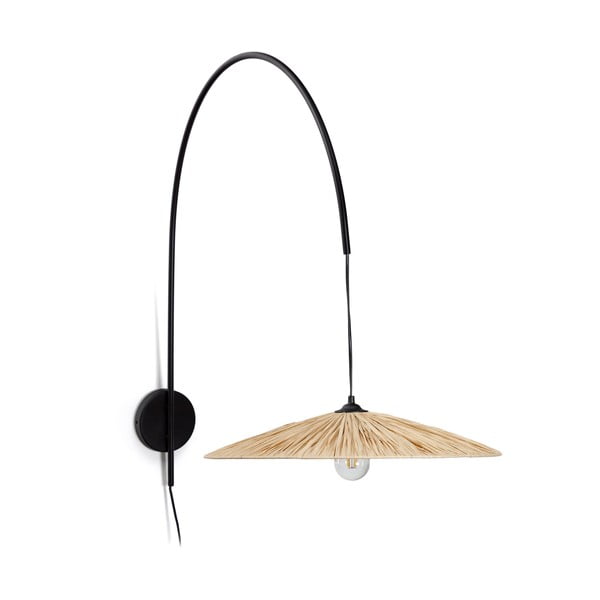 Crna/u prirodnoj boji zidna lampa Rosella – Kave Home