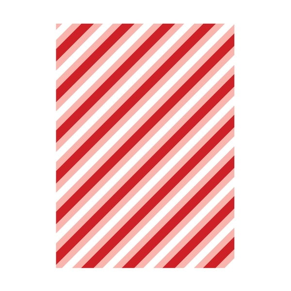 5 listova crveno-bijelog papira za zamatanje Eleanor stuart Candy Stripes, 50 x 70 cm