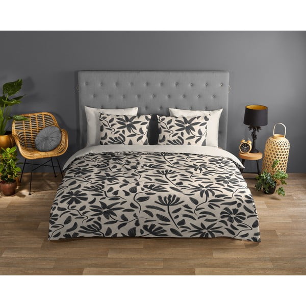 Crna/bež pamučna posteljina za krevet za jednu osobu/za produženi krevet 140x220 cm Emilia – Good Morning-image-1