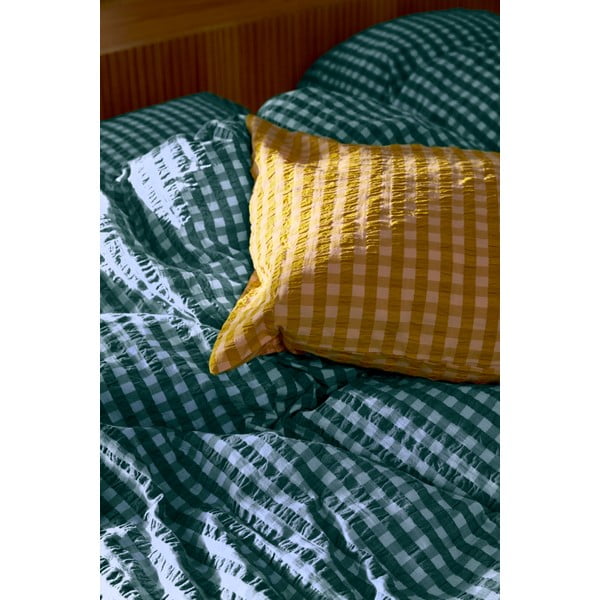 Zelena/plava posteljina za krevet za jednu osobu od krepa 140x200 cm Bæk&Bølge – JUNA-image-4