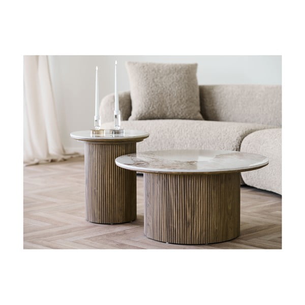 Okrugao pomoćni stol s pločom stola u mramornom dekoru ø 45 cm Athens – House Nordic-image-2