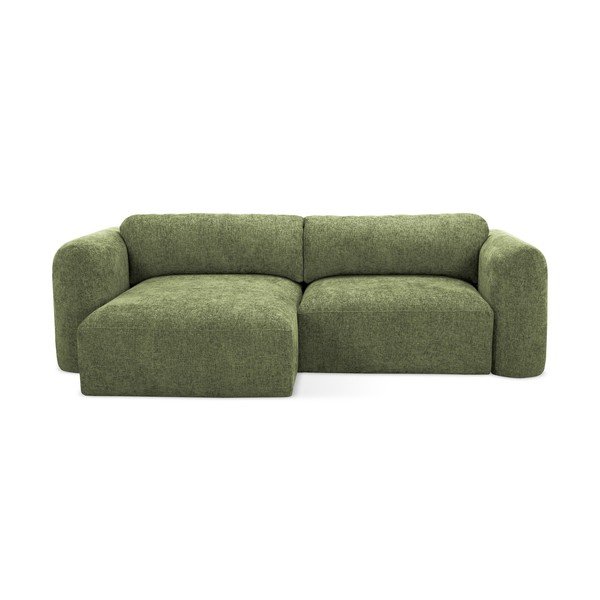 Zelena sklopiva/s prostorom za pohranu kutna garnitura od šenila (s lijevim kutom/s ležaljkom) Mele – Makamii