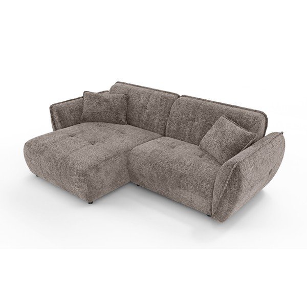 Smeđe-siva kutna garnitura od šenila (s lijevim kutom/s ležaljkom) Nelia – Ropez-image-2