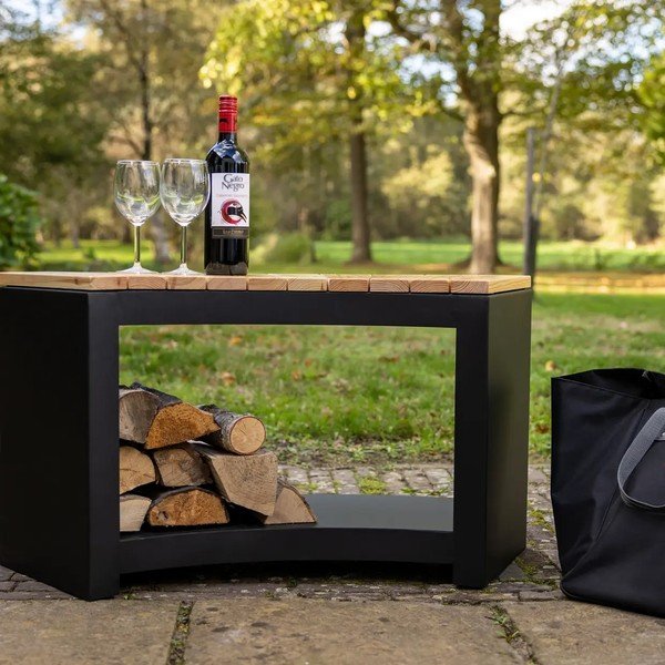 Crna vrtna klupa Curved - Esschert Design-image-1