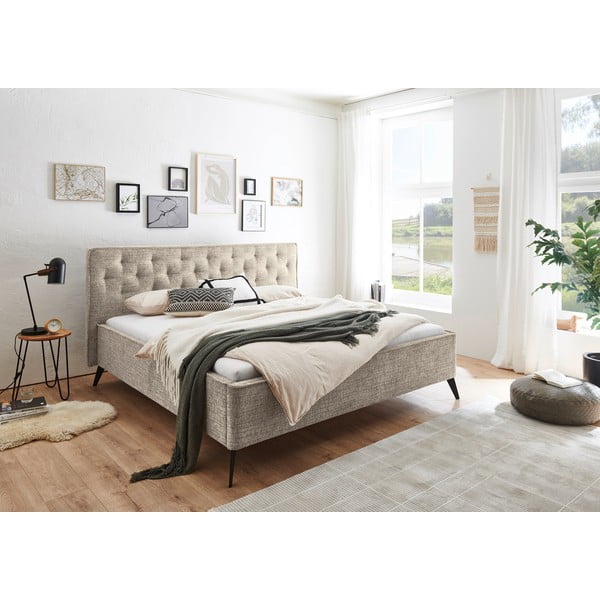Bež tapecirani bračni krevet bez podnice 180x200 cm Alicante – Meise Möbel-image-1
