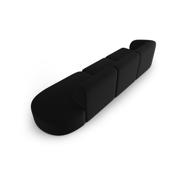 Crna baršunasti sofa s lijevim kutom 311 cm Paolo – Milo Casa-image-3