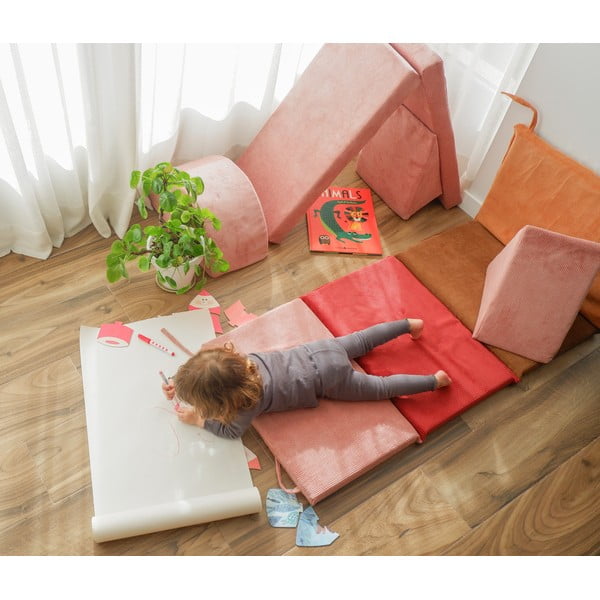 Svijetlo ružičasti set mekanih igrački od pjene od samta 75x41x7 cm Bloque Montessori – Little Nice Things-image-4