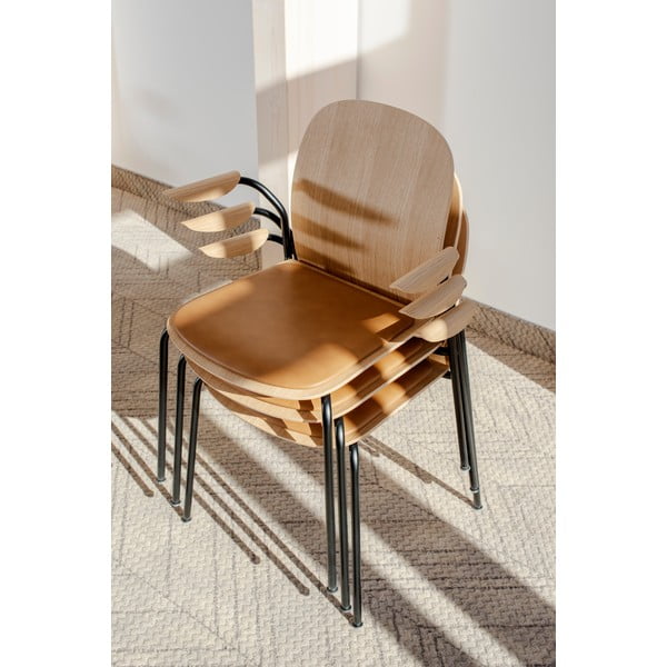 Konjak smeđe/u prirodnoj boji blagovaonske stolice u setu s naslonima za ruke/sklopive 2 kom u dekoru hrasta Book – Gazzda-image-1